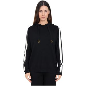 Elisabetta Franchi, Sweatshirts & Hoodies, Dames, Zwart, M, Zwarte Hoodie Casual Herfst Winter