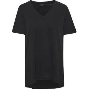 Soaked in Luxury, Tops, Dames, Zwart, M, Polyester, Zwart Oversize T-Shirt met V-Hals