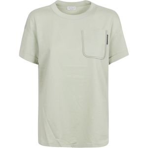 Brunello Cucinelli, Tops, Dames, Groen, S, Katoen, Jersey Heren T-shirts en Polo's