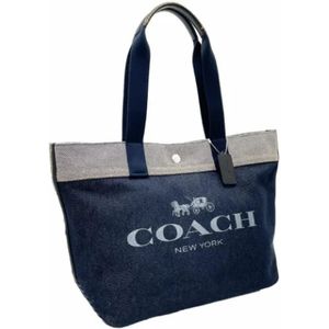 Coach Pre-owned, Pre-owned, Dames, Blauw, ONE Size, Leer, Pre-owned Fabric totes