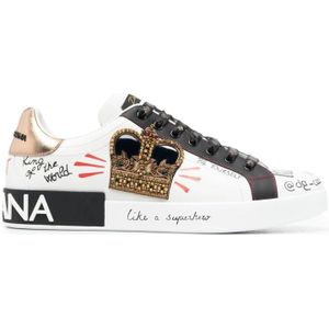 Dolce & Gabbana, Schoenen, Heren, Wit, 41 EU, Leer, Portofino Sneakers