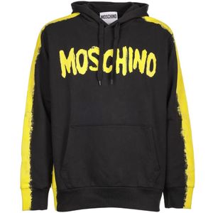 Moschino, Zwarte hoodie - Regular fit - Geschikt voor koud weer - 100% katoen Zwart, Heren, Maat:L