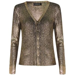 Barbara Bui, Metallic Ribgebreid Vest Groen, Dames, Maat:L