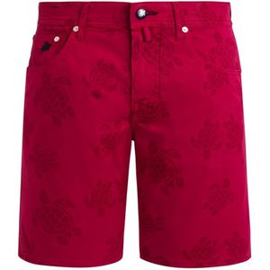 Vilebrequin, Korte broeken, Heren, Rood, W32, Katoen, Schildpadprint Heren Bermuda Shorts