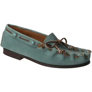 Calce, Schoenen, Dames, Blauw, 37 EU, Suède, Blauwe Suède Loafer met Turkooizen Studs