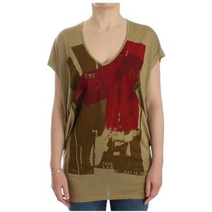 Costume National, Green print shortsleeve t-shirt Groen, Dames, Maat:XL