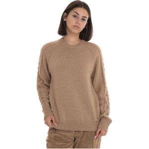 Fay, Truien, Dames, Bruin, S, Wol, Round-necked pullover