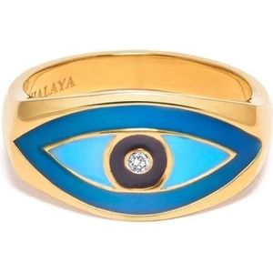 Nialaya, Women's Large Evil Eye Ring Geel, Dames, Maat:50 MM