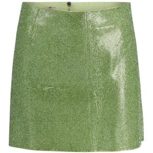 Nué, Groene Rhinestone A-lijn Minirok Groen, Dames, Maat:M