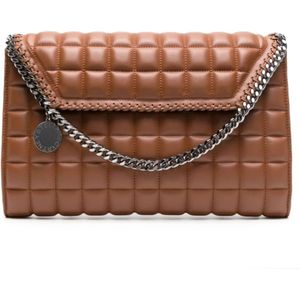 Stella McCartney, Tassen, Dames, Bruin, ONE Size, Gewatteerde Bruine Handtas met Zilveren Ketting