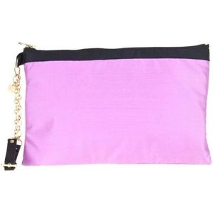 Patrizia Pepe, Tassen, Dames, Paars, ONE Size, Zijden Clutch met Rits en Logo