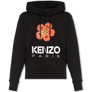 Kenzo, Sweatshirts & Hoodies, Dames, Zwart, M, Katoen, Logo hoodie