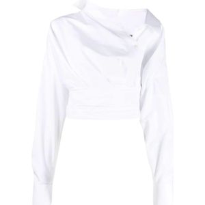 Alexander Wang, Witte Wrap Shirt met V-Hals Wit, Dames, Maat:S
