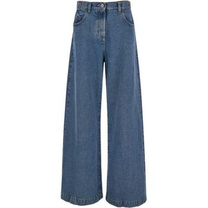 The Attico, Jeans, Dames, Blauw, W25, Denim, Blauwe Denim Five-Pocket Jeans Regular Fit