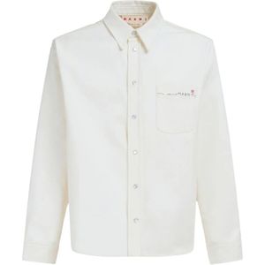 Marni, Overhemden, Heren, Wit, XL, Katoen, Witte Lange Mouw Katoenen Overhemd