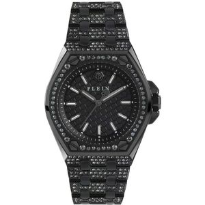 Philipp Plein, Accessoires, Dames, Zwart, ONE Size, Zwart Staal Quartz Dameshorloge