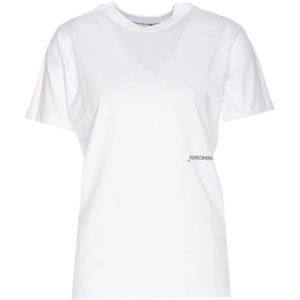 Hinnominate, Tops, Dames, Wit, S, Katoen, Wit Jersey T-shirt met Voorkant Print