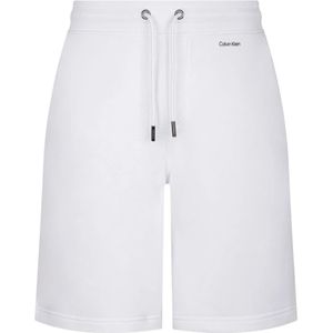 Calvin Klein, Korte broeken, Heren, Wit, M, Katoen, Witte Tracksuit Shorts Katoen Elastische Taille