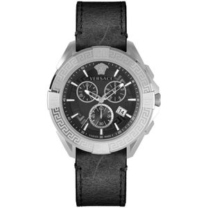 Versace, Accessoires, Heren, Veelkleurig, ONE Size, Chrono Sporty Chronograaf Horloge Zwart Zilver