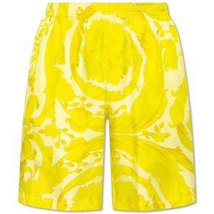 Versace, Korte broeken, Heren, Geel, XL, Zijden shorts