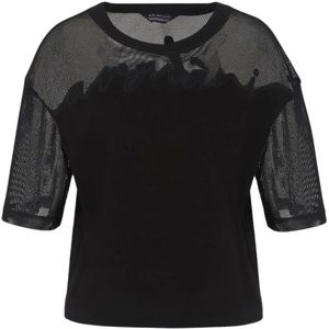 Armani Exchange, Tops, Dames, Zwart, S, Katoen, Biologisch Katoenen Crop T-Shirt