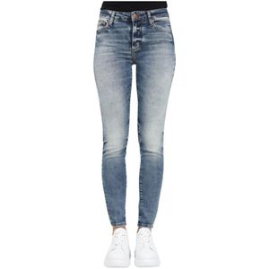 Armani Exchange, Indigo Denim Super Skinny Jeans Blauw, Dames, Maat:W28