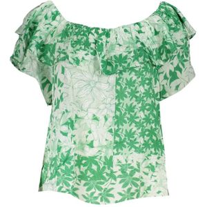 Desigual, Blouses & Shirts, Dames, Groen, S, Katoen, Groene Boho Chic Tee met Logo