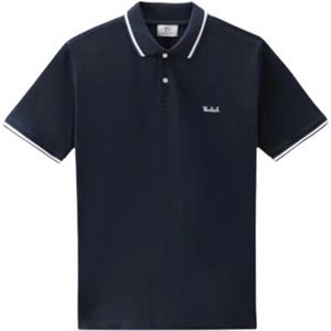 Woolrich, Tops, Heren, Blauw, M, Blauwe Polo Shirt