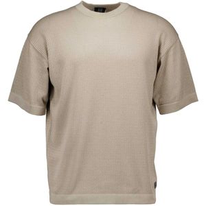 Genti, Tops, Heren, Beige, XL, Relaxed round stitch ss t-shirts kiezel