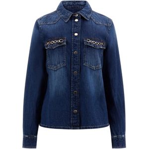 Guess, Jassen, Dames, Blauw, L, Denim, Blauwe Denim Damesoverhemd