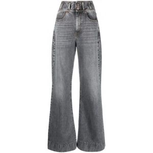 3X1, Hoge Taille Uitlopende Grijze Jeans Grijs, Dames, Maat:W28