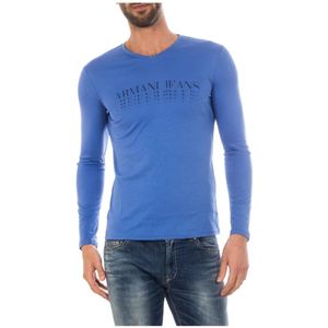 Armani Jeans, Gezellige Gebreide Trui Blauw, Heren, Maat:L