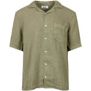 Roy Roger's, Overhemden, Heren, Groen, M, Linnen, Short Sleeve Shirts