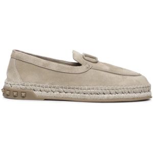 Valentino Garavani, Schoenen, Heren, Beige, 43 EU, Leer, Vrijetijdsstroom Espadrilles Woestijn Beige