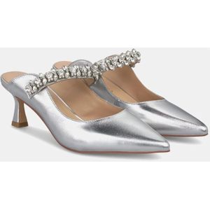 Alma EN Pena, Schoenen, Dames, Grijs, 42 EU, Leer, Stijlvolle hoge muiltje met strass detail