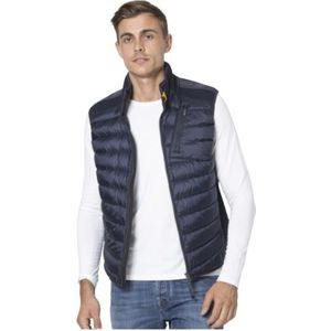 Parajumpers, Jassen, Heren, Blauw, XL, Polyester, Marineblauwe Gewatteerde Mouwloze Gilet met Hoge Kraag