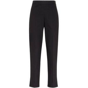 Brunello Cucinelli, Capri Broek met Hoge Taille Zwart, Dames, Maat:XS