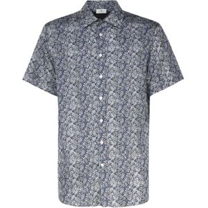 Etro, Overhemden, Heren, Blauw, XL, Katoen, Tropische Print Katoenen Overhemd Blauw