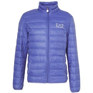 Emporio Armani Ea7, Jassen, Heren, Blauw, 2Xl, Lichte Donsjas Blauw Logo Rits