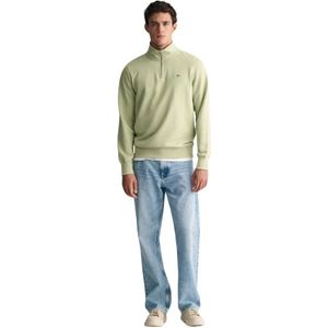 Gant, Sweatshirts & Hoodies, Heren, Groen, XL, Katoen, Geborduurde Half-Zip Sweatshirt