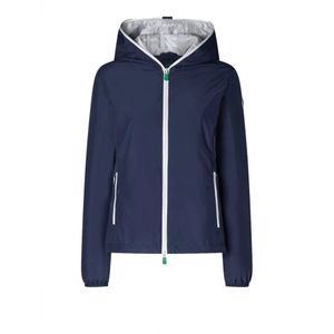 Save The Duck, Blauwe Windbreaker Jas met Capuchon Blauw, Dames, Maat:L