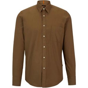 Hugo Boss, Overhemden, Heren, Bruin, S, Katoen, Herenoverhemd in Relegant-stijl in bruin