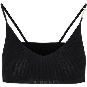 Jacquemus, Tops, Dames, Zwart, XS, Zwarte V-hals Crop Top