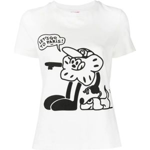 Kenzo, Tops, Dames, Beige, S, Stijlvolle Bedrukte T-shirt voor Dames