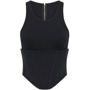 Dion Lee, Zwarte Geribbelde Gebreide Corset Top Zwart, Dames, Maat:S