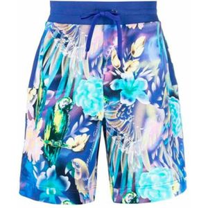 Moschino, Korte broek met tropische print Blauw, Heren, Maat:S