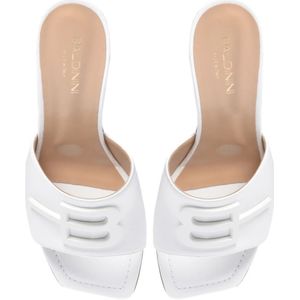 Baldinini, Schoenen, Dames, Wit, 37 1/2 EU, Leer, Slipper in white calfskin