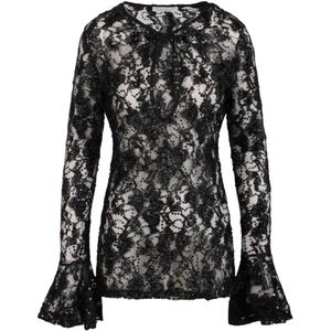 Nina Ricci, Doorschijnende Kant Paillet Top Zwart, Dames, Maat:S