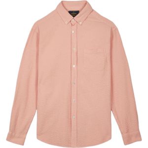 Portuguese Flannel, Old Rose Seersucker Overhemd Roze, Heren, Maat:S