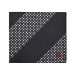 Carolina Herrera, Zwarte leren portemonnee met witte diagonale stippen en rode CH-initialen Zwart, Dames, Maat:ONE Size